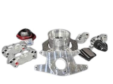 Aerospace 4 Piston Pro-Street Rear Disc Brakes For Chevy Small GM 10/12 Bolt Housing Ends (5 Lug) - 1/2" Studs