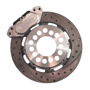 Aerospace 8.8 Ford Housing Ends 4 Piston Pro-Street Dimpled & Slotted Rear Disc Brakes With C-Clip Eliminators - 5/8" Stud