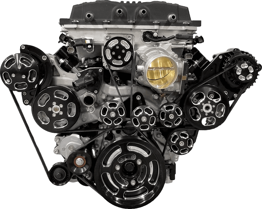 Wegner 8 Rib Serpentine Drive System For LT5 6.2L Using OE 2.65 Eaton Supercharger - Alternator AC, PS & WP & Dry Sump
