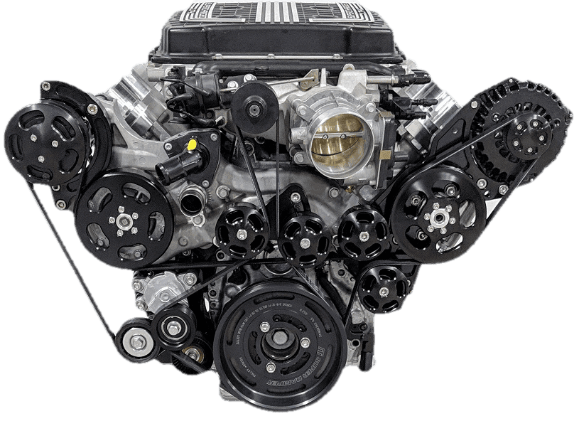 Wegner 8 Rib Serpentine Drive System For LT4 6.2L Using 1.7L OE Eaton Supercharger - Alternator, AC,  PS & ATI 5% Overdrive Balancer (Dry Sump)