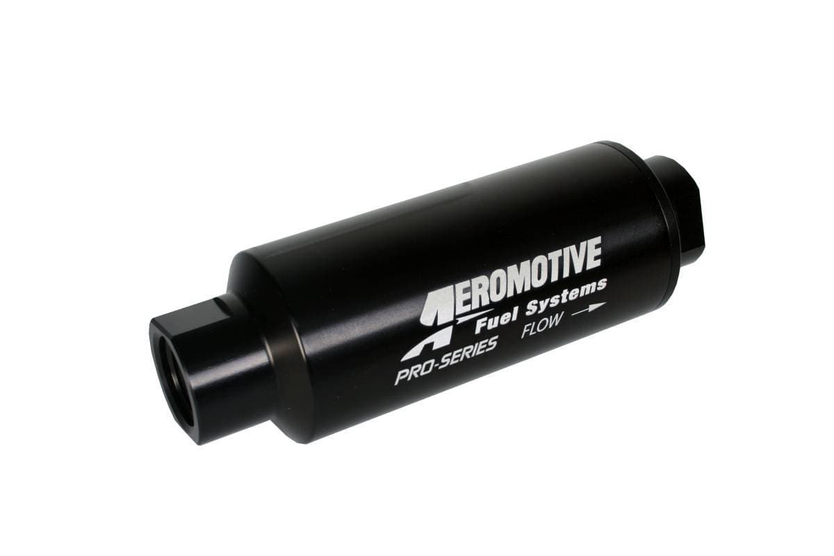 Aeromotive Filter In-Line 100-Micron Stainless Mesh Element ORB-12 Port Black Hardcoat Pro-Series 2-1/2" OD 