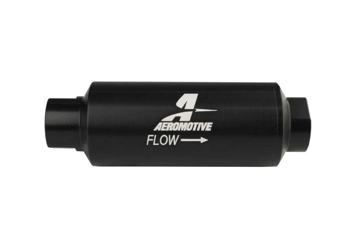 Aeromotive Filter In-Line 100-Micron Stainless Mesh Element ORB-12 Port Black Hard-Coat Marine 2-1/2" OD