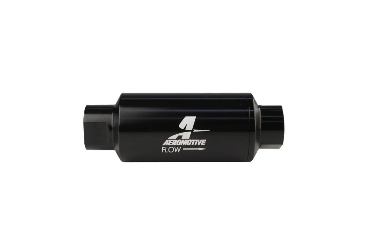 Aeromotive Filter In-Line 10-Micron Fabric Element ORB-10 Port Bright-Dip Black 2" OD