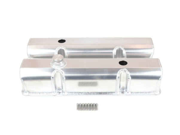 Canton Chevy SBC Laser Cut Rail Aluminum Valve Covers with Fill/PCV Ports