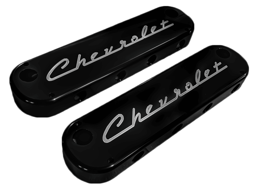 Wegner LS Billet Aluminum Rounded Classic Style Valve Covers W/ Coil Cover - Black