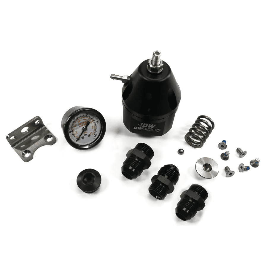 DWR2000 Adjustable Fuel Pressure Regulator W/ Pressure Gauge, Mounting Bracket & -10 AN Feed, -10 AN Return Fittings