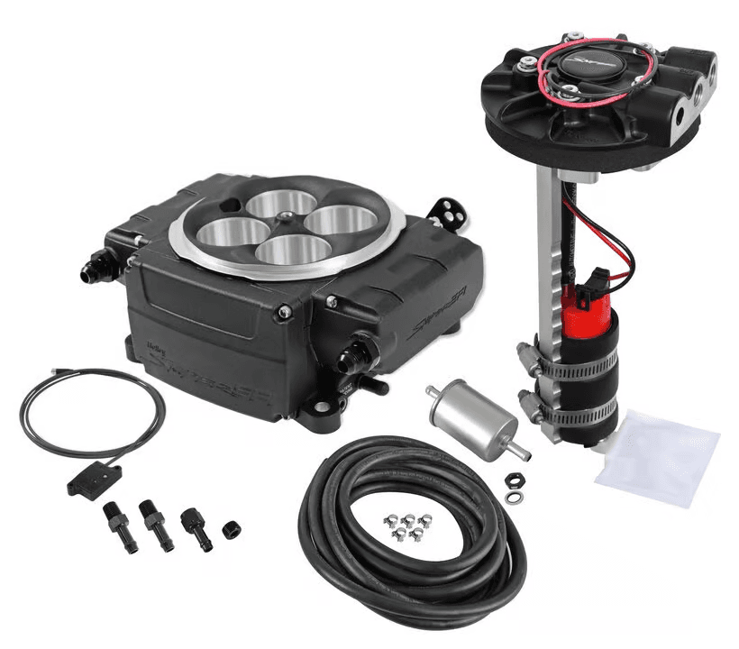 Holley Sniper 2 EFI 4BBL Throttle Body Fuel Injection Kit W/ Bluetooth Module & Universal Returnless Drop-In Module - Black
