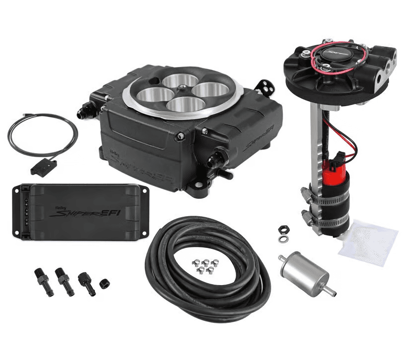 Holley Sniper 2 EFI 4BBL Throttle Body Fuel Injection Kit W/ Bluetooth Module, PDM & Universal Returnless Drop-In Module - Black