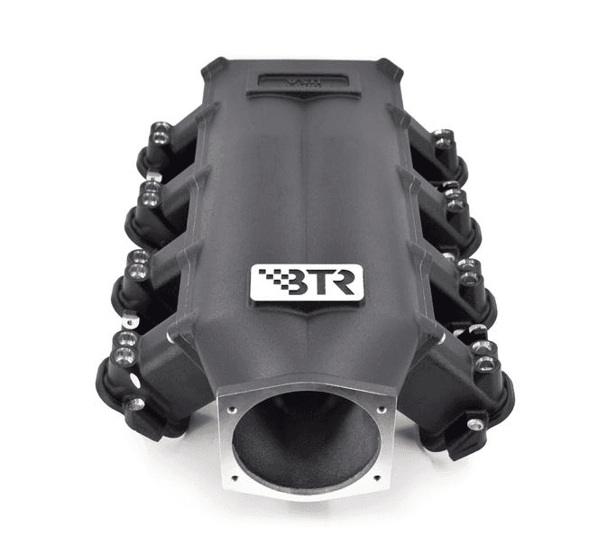 BTR LS Trinity Cast Aluminum Intake Manifold for GM LS7 Rectangle Port Heads 12 Injector Setup - Black Finish