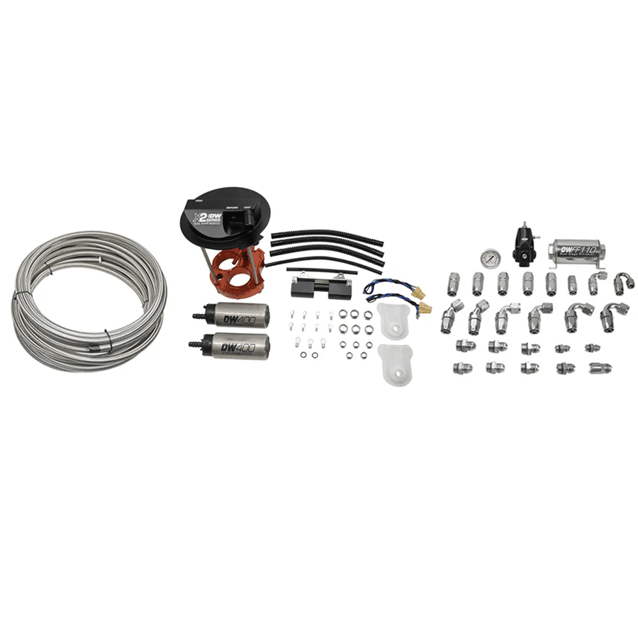 Dual DW400 Fuel Pump Setup DeatschWerks Drop-In Module For 16-19 Chevy Camaro SS/ZL1, Cadillac CTS-V W/ PTFE Return Plumbing Kit