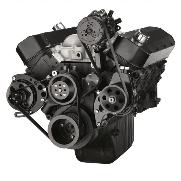 CVF Chevy Big Block Gen IV Serpentine Conversion Kit with AC, Alternator, Power Steering Brackets For Long Water Pump - Black