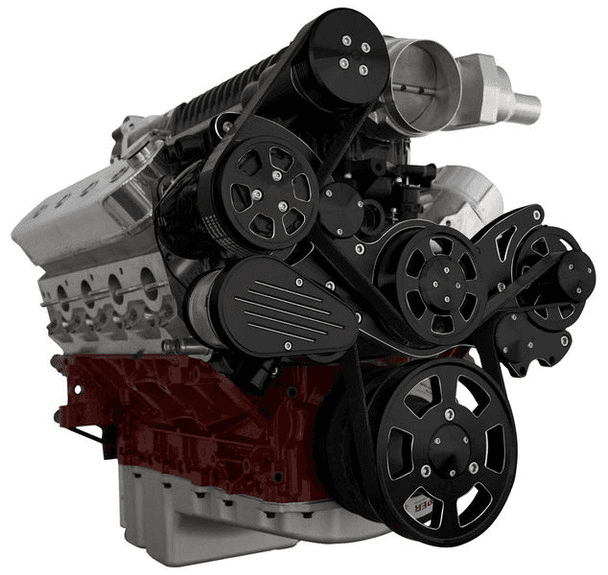 CVF Wraptor LS 8-Rib FEAD System For Whipple 2.3L or 2.9L With Alternator, AC & Power Steering - Black Diamond Finish