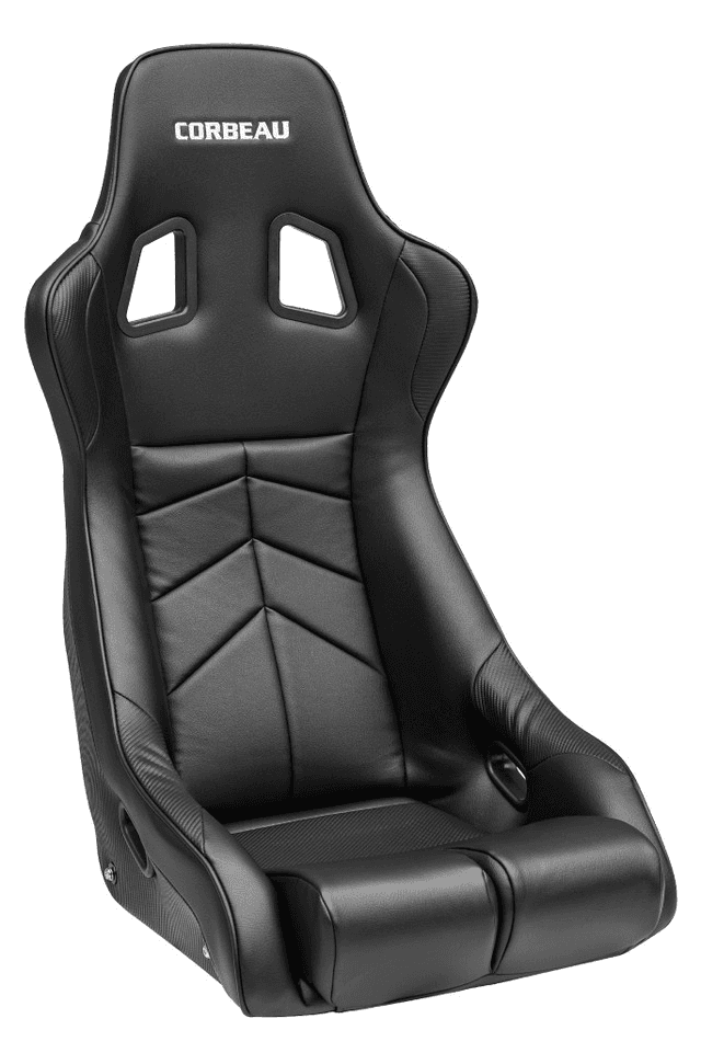 Blemished Corbeau DFX Black Vinyl Fixed Back Seats - Pair