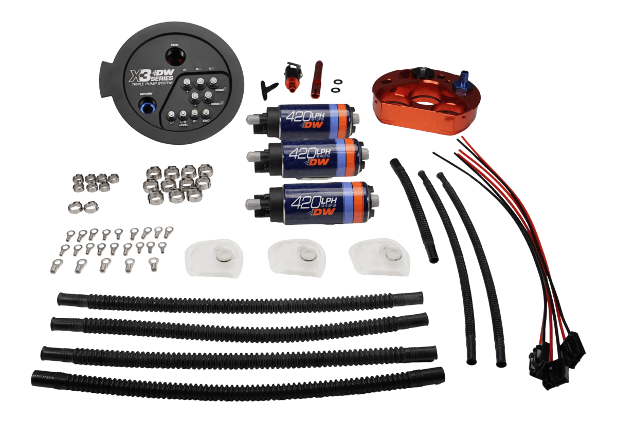 DeatschWerks 20+ Toyota GR Supra MK5 / 21+ BMW M3/M4 X3 Series Tripple Fuel Pump Module - Fuel Pumps Included
