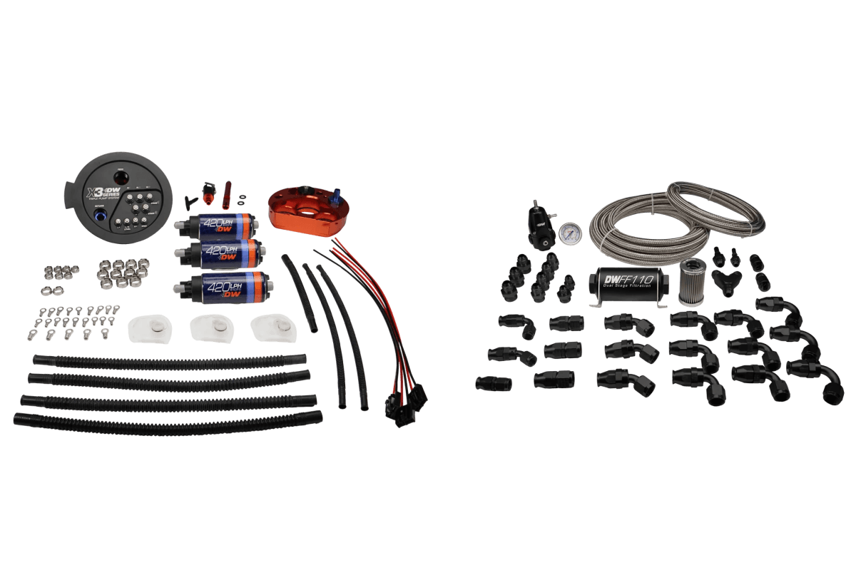 DeatschWerks 20+ Toyota GR Supra MK5 / 21+ BMW M3/M4 X3 Series Tripple Fuel Pump Module w/ PTFE Plumbing Kit - Fuel Pumps Included