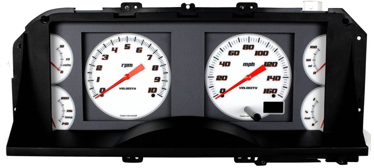 Classic Instruments 1987-1993 Ford Mustang Direct-Fit All-Electric Gauge Cluster - White