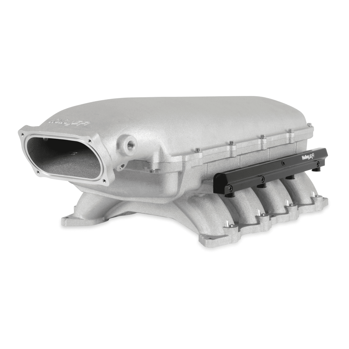 Holley Hi-Ram Coyote/Voodoo/Predator Intake Manifold w/ High Flow Fuel Rails - Satin (For 07-14 GT500 Oval Style Throttle Body)