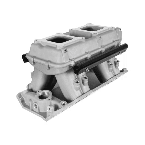 Holley Hi-Ram BBC Dual 4150 Carb Intake Manifold w/ High Flow Fuel Rails for Port Injection - Satin