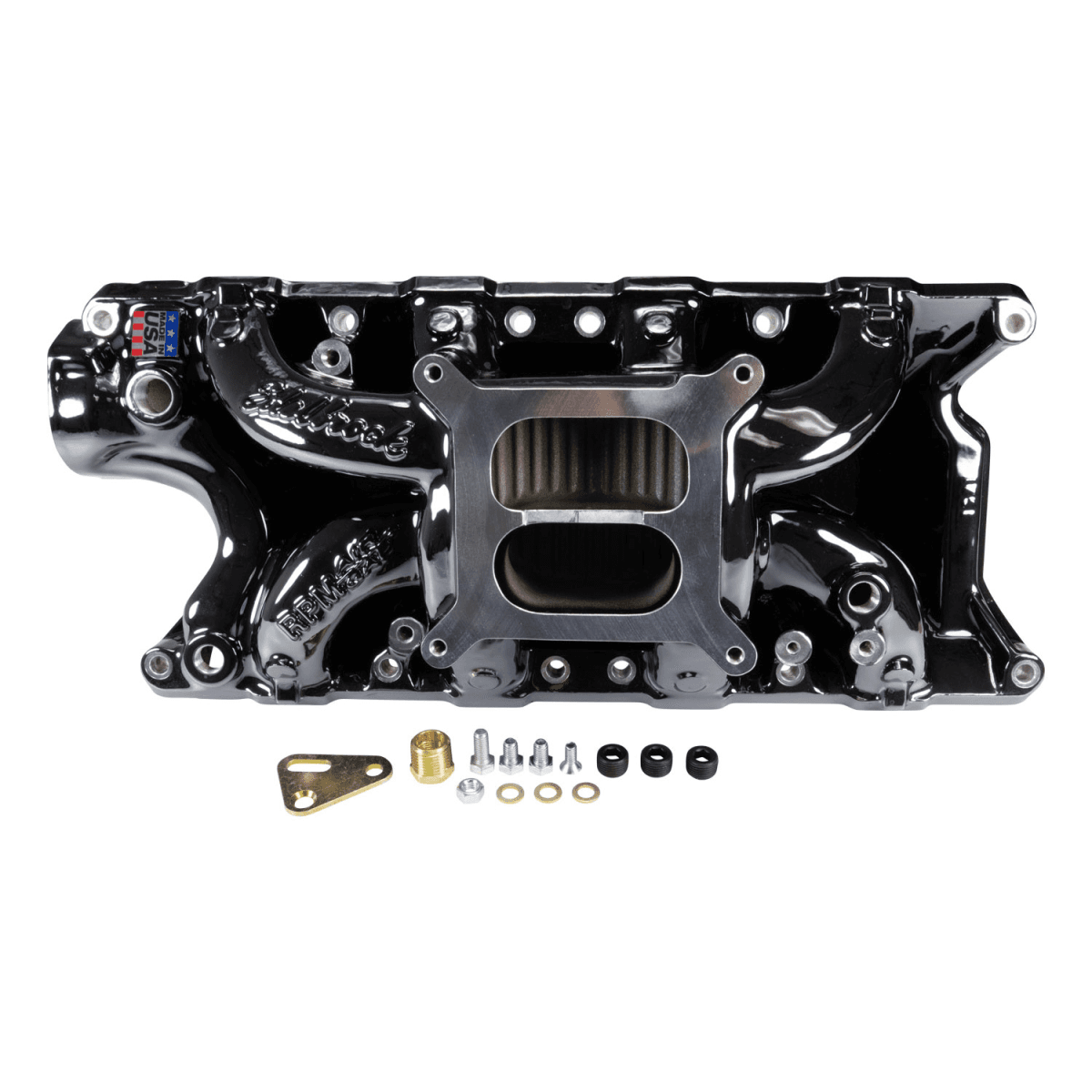 Edelbrock Performer RPM Air-Gap Dual Plane Intake Manifold for SBF 302/331/347 w/ Holley 4150 Pattern - Black Plasma