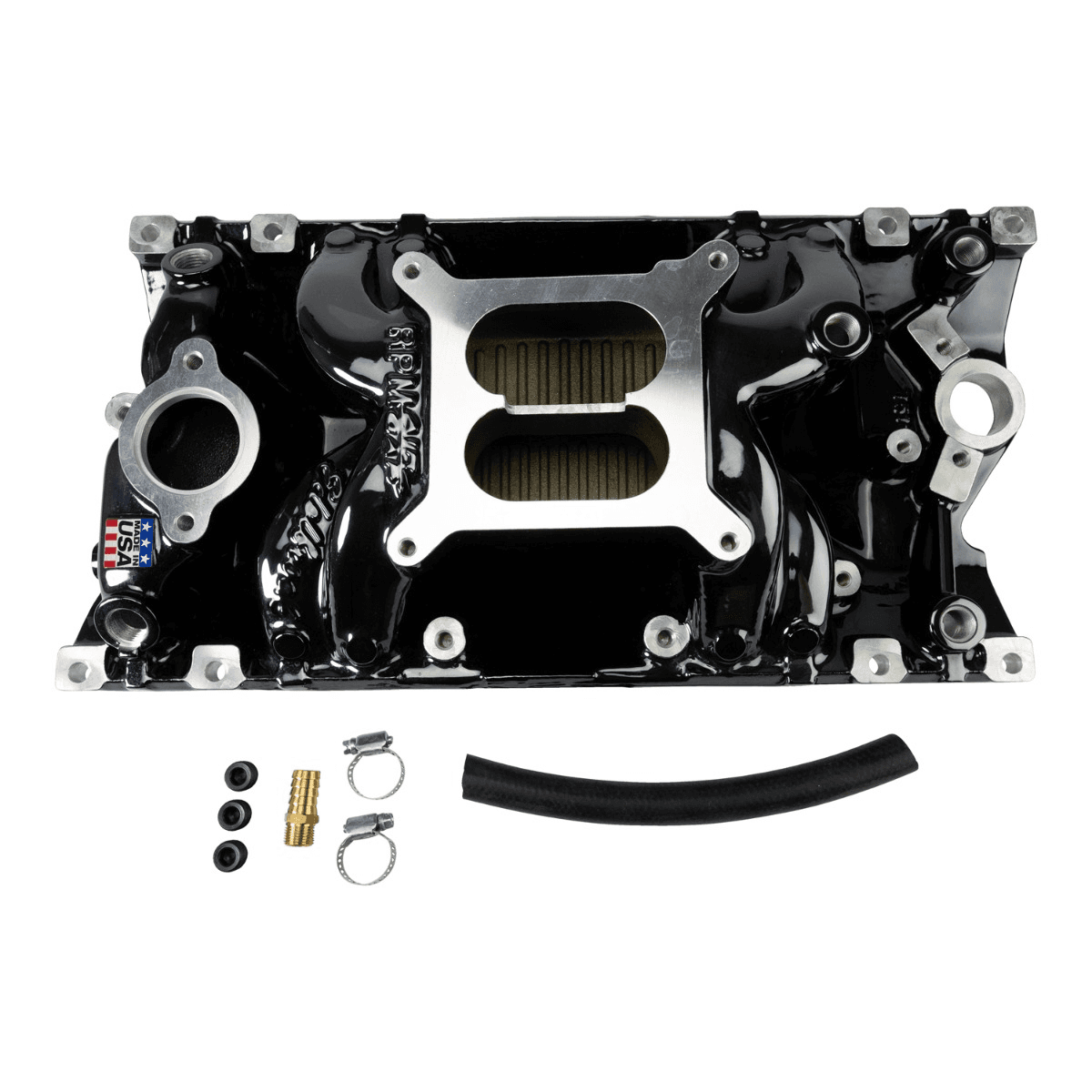 Edelbrock Performer RPM Air-Gap SBC Dual Plane Black Intake Manifold - For Vortec Style Heads