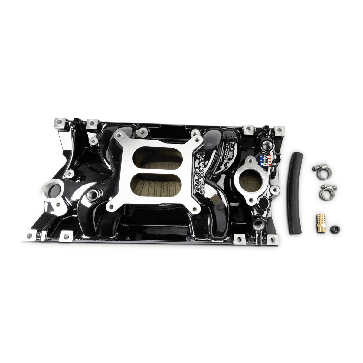 Edelbrock Performer EPS SBC Black Dual Plane Intake Manifold - For Vortec-Style Heads