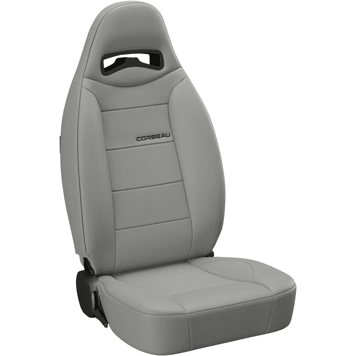 Blemished Corbeau Moab Grey Vinyl Reclining Driver Side Racing Seat w/ Seat Heater - Single