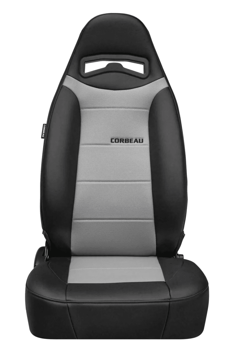 Blemished Corbeau Moab Grey Vinyl Reclining Back Racing Seats w/ Seat Heaters & Lumbar Support - Pair