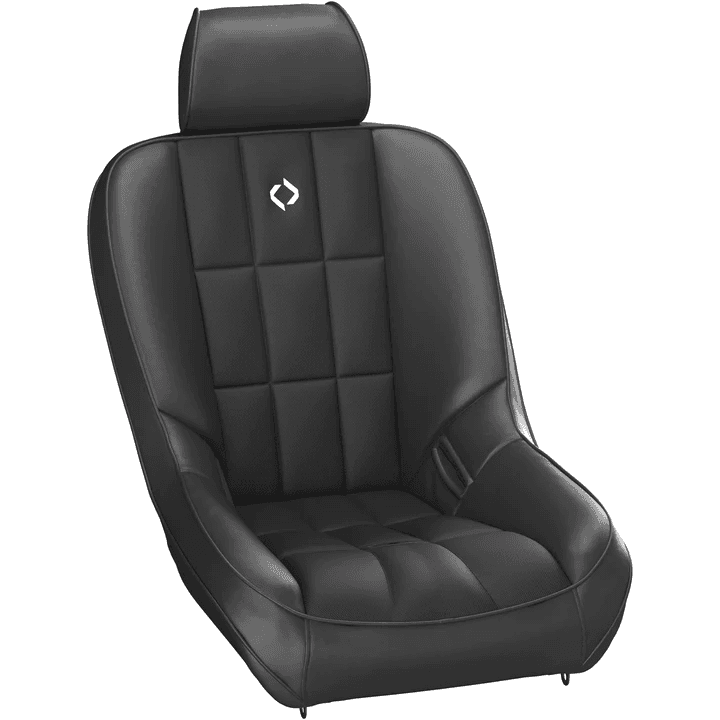 Blemished Corbeau Baja Low-Back Black Vinyl/Cloth Fixed Back Seats w/ Headrests - Pair