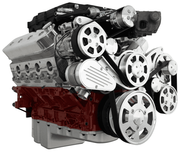CVF Wraptor LS 8-Rib FEAD System For Edelbrock Superchargers with AC, Power Steering and Alternator - Polished (Camaro Spacing)