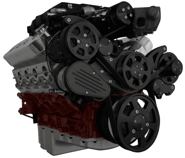 CVF Wraptor LS 8-Rib FEAD System For Edelbrock Superchargers with AC, Power Steering and Alternator - Black (Camaro Spacing)
