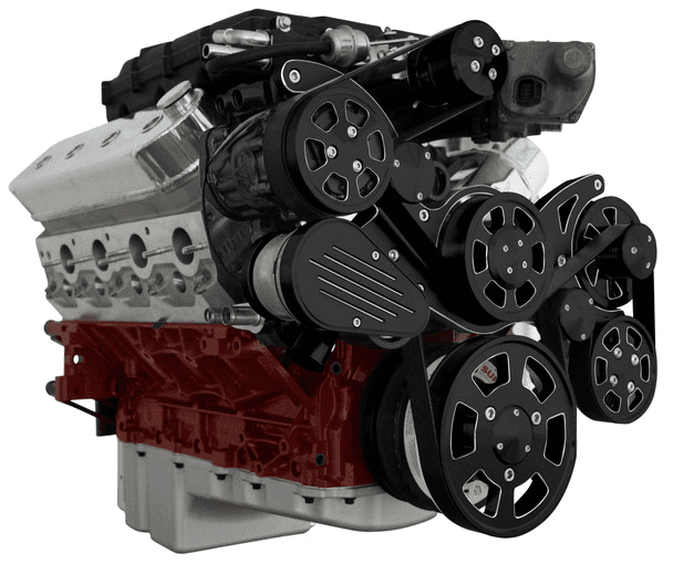 CVF Wraptor LS 8-Rib FEAD System For Edelbrock Superchargers with AC, Power Steering and Alternator - Black Diamond (Camaro Spacing)