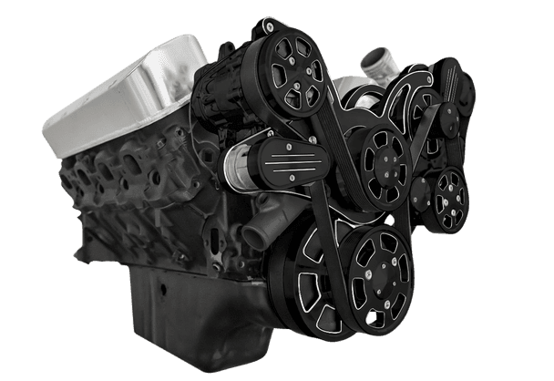 CVF Wraptor 10-Rib FEAD System For ProCharged BBC With AC, Power Steering & Alternator - Black Diamond Finish