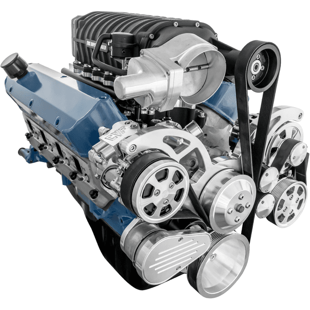 CVF Wraptor SBF 8-Rib FEAD System For Harrop TVS2650 Superchargers with AC, Power Steering and Alternator - Polished