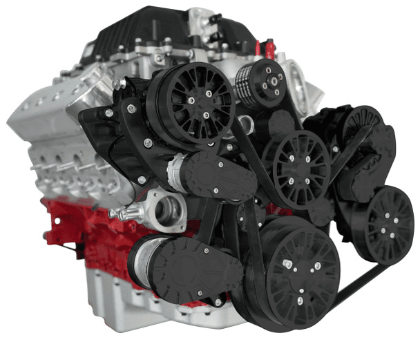 CVF Reaper 10 Rib Black Serpentine Drive System For LS Engines Using OE 1.9L Eaton Supercharger - Alternator, AC & PS (LSA Beltline)