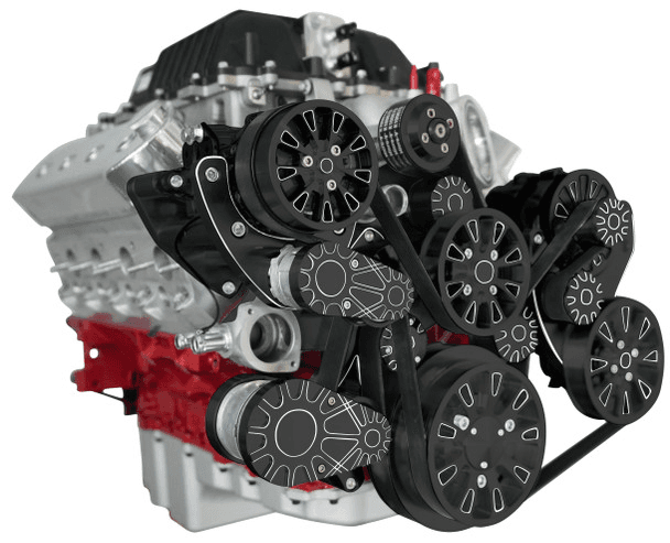 CVF Reaper 10 Rib Black Diamond Serpentine Drive System For LS Engines Using OE 1.9L Eaton Supercharger - Alternator, AC & PS (LSA Beltline)