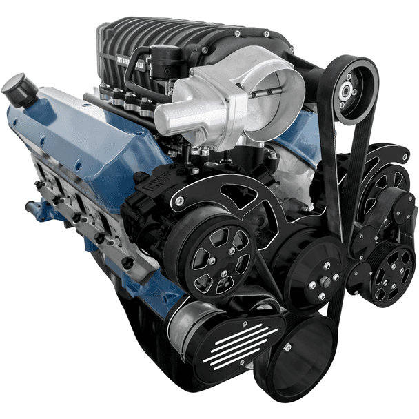 CVF Wraptor SBF 8-Rib FEAD System For Harrop TVS2650 Superchargers with AC, Power Steering and Alternator - Black Diamond