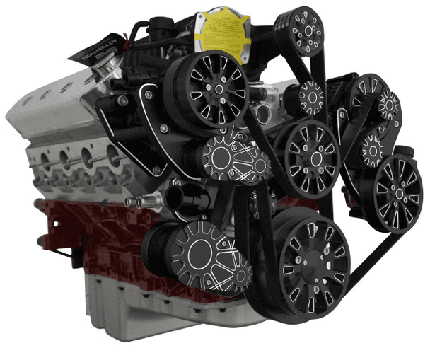 CVF Reaper LS 10-Rib FEAD System For Harrop TVS2300/TVS2650 Superchargers with AC, Power Steering and Alternator - Black Diamond