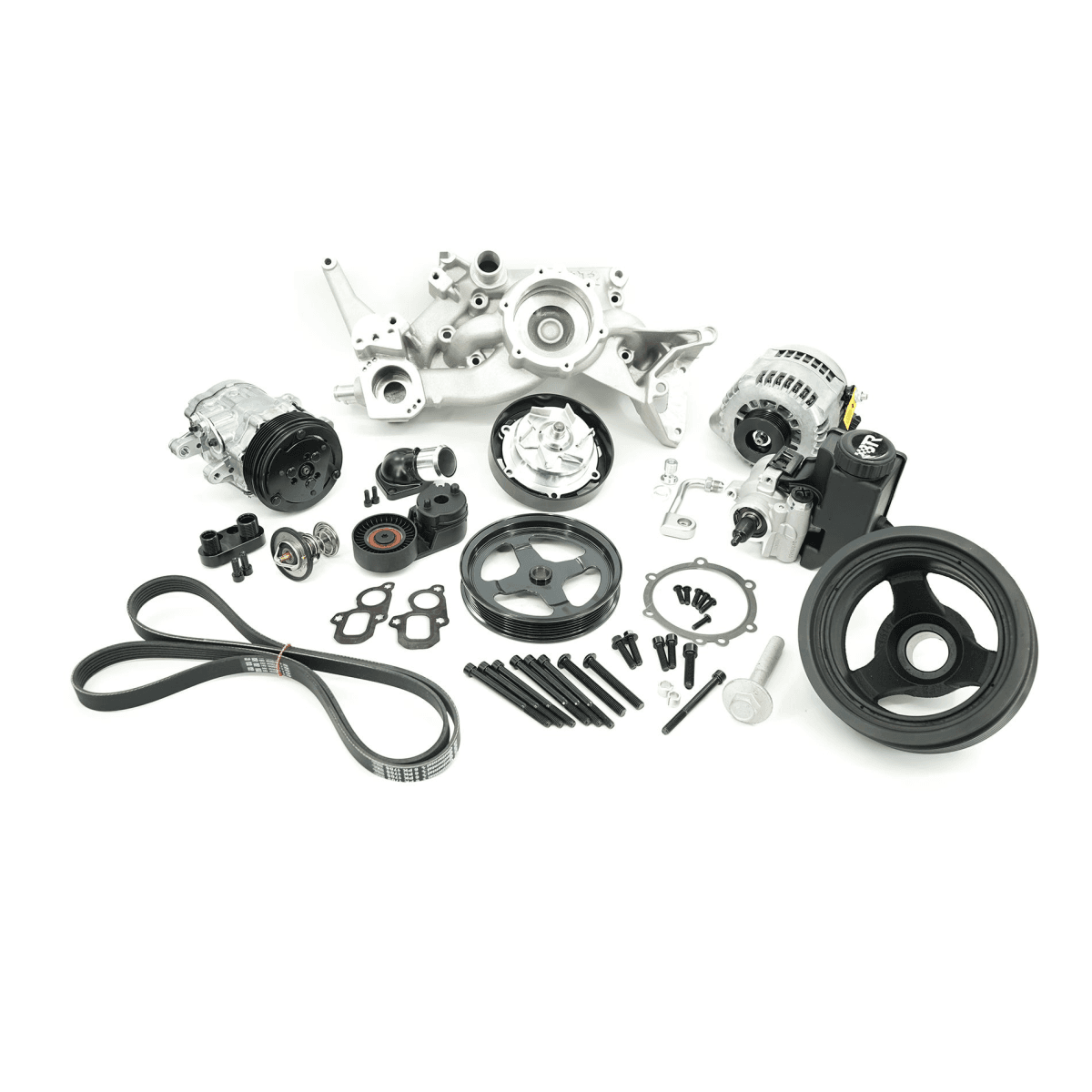 BTR LT 6-Rib Front Accessory Drive Bracketless System w/ PS, AC & Alternator - Satin