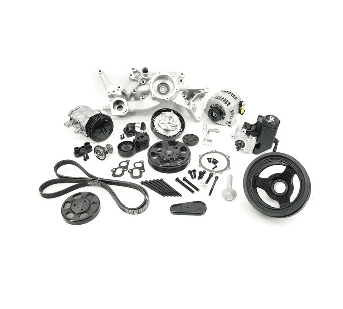 BTR LT 6-Rib Front Accessory Drive Bracketless System w/ PS, AC & Alternator and Dress-Up Kit - Satin