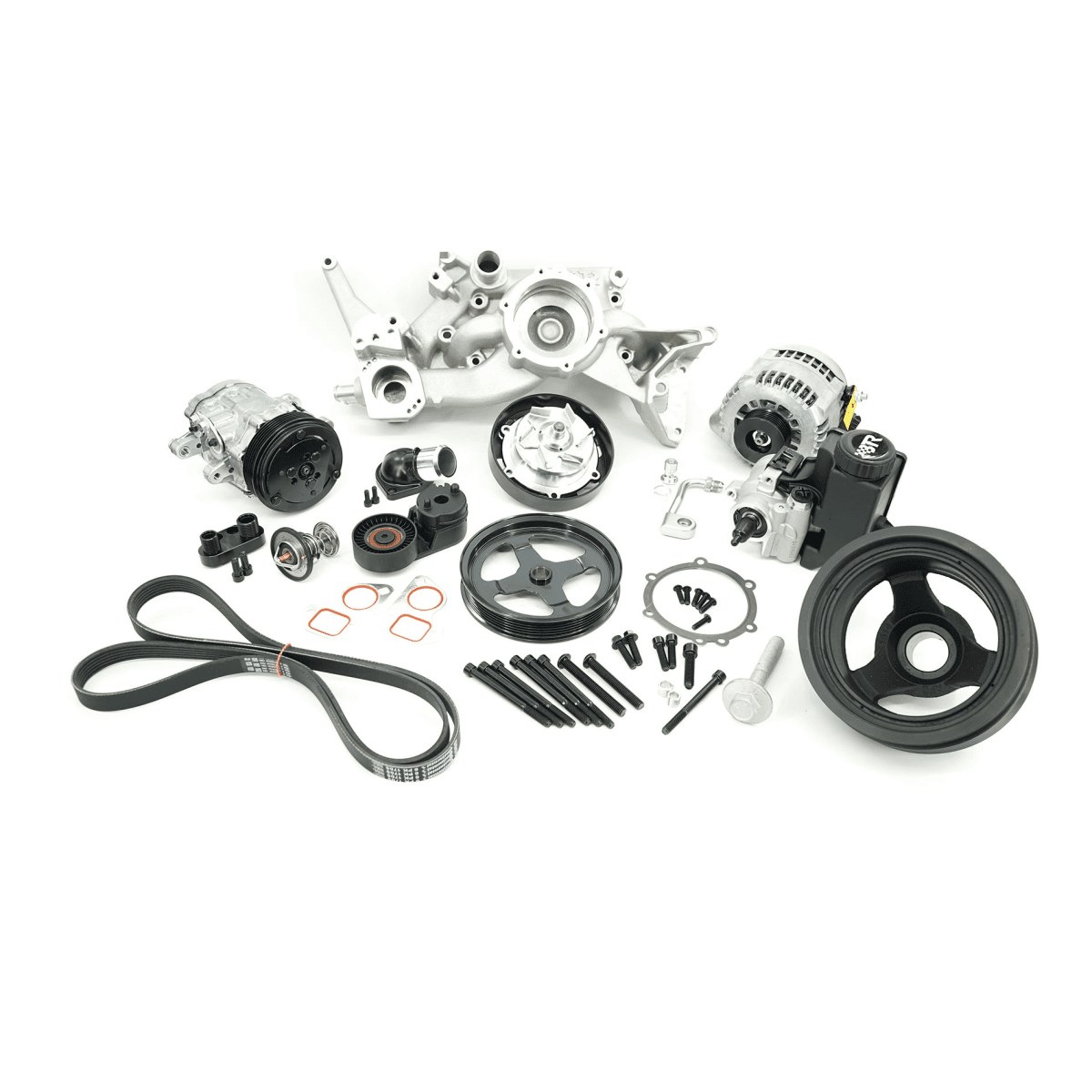 BTR LS 6-Rib Front Accessory Drive Bracketless System w/ PS, AC & Alternator - Satin