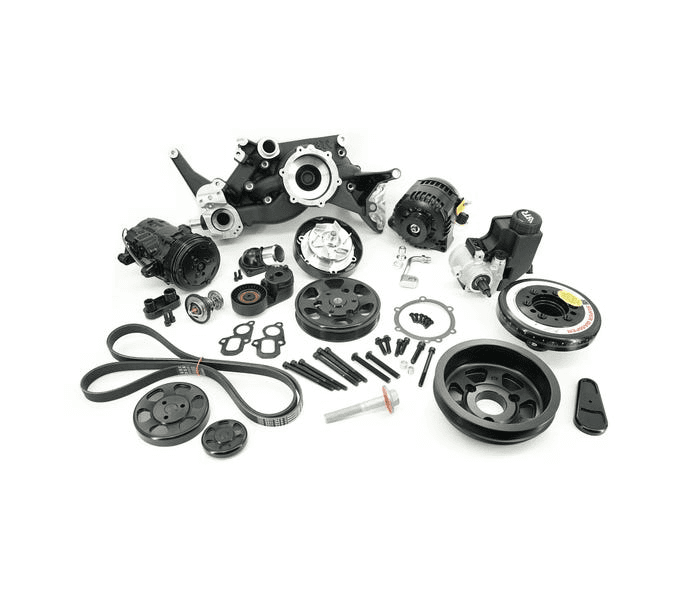 BTR LT 6-Rib Front Accessory Drive Bracketless System w/ PS, AC & Alternator, Dress-Up Kit and ATI Balancer - Black