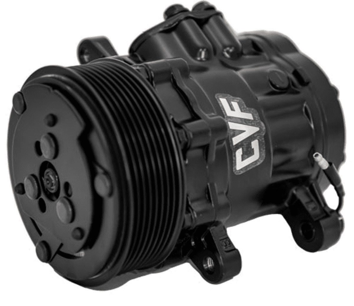 CVF R134A Peanut Style AC Compressor w/ 8-Rib Clutch Pulley - Powdercoated Black