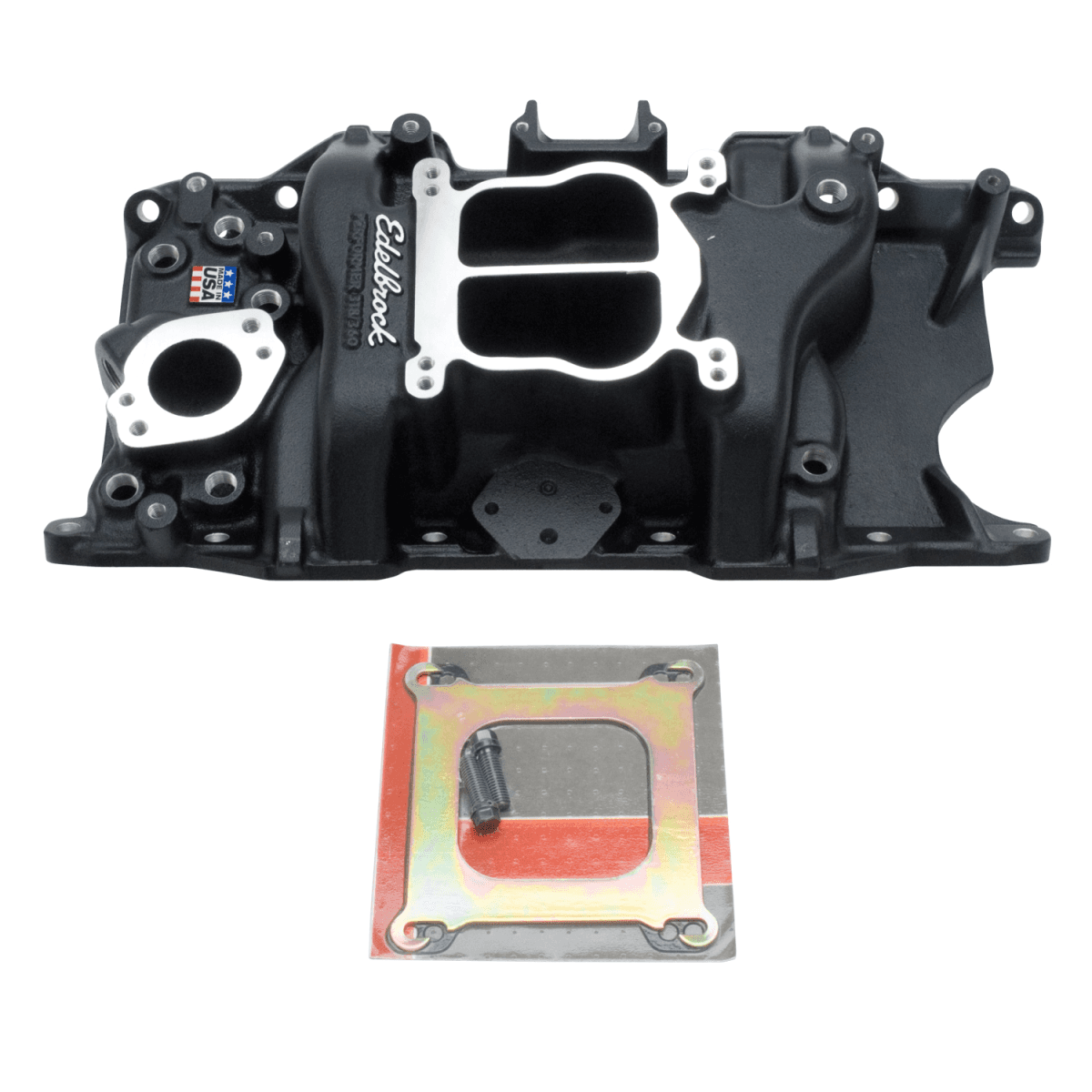 Edelbrock Performer Dual Plane Non-EGR Black Intake Manifold for SBM 318/340/360 - Square/Spread Bore