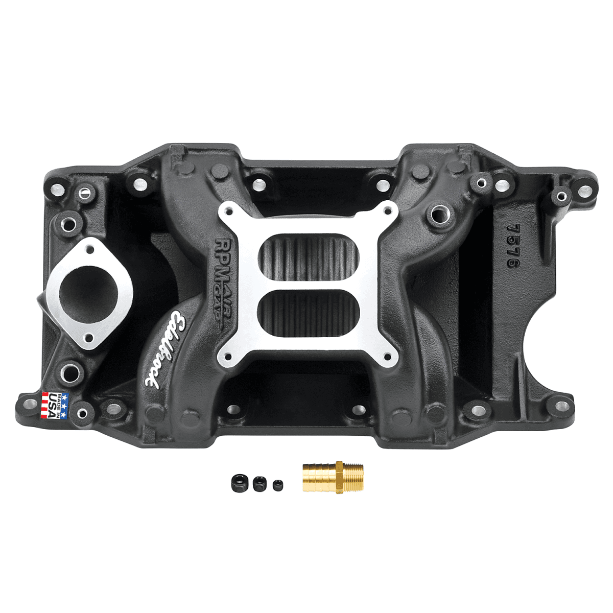Edelbrock Performer RPM Air-Gap Dual Plane Non-EGR Black Intake Manifold for SBM LA Block 318/340/360 - Square Bore