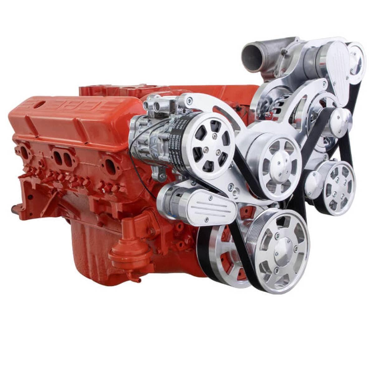 CVF Wraptor 10-Rib FEAD System For Procharged SBC With AC, Power Steering & Alternator - Polished