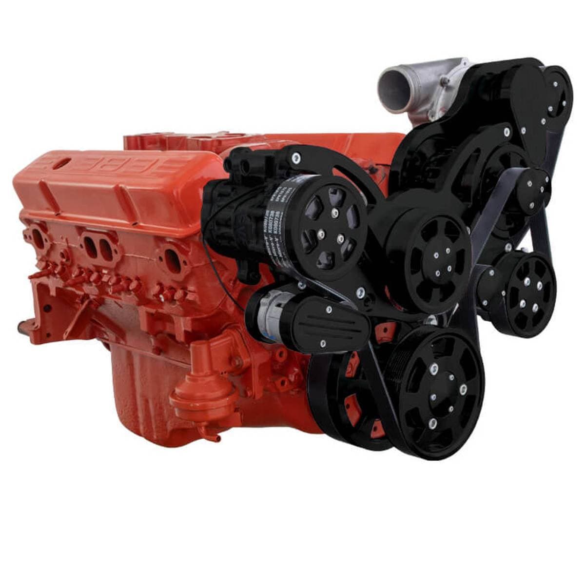 CVF Wraptor 10-Rib FEAD System For Procharged SBC With AC, Power Steering & Alternator - Black