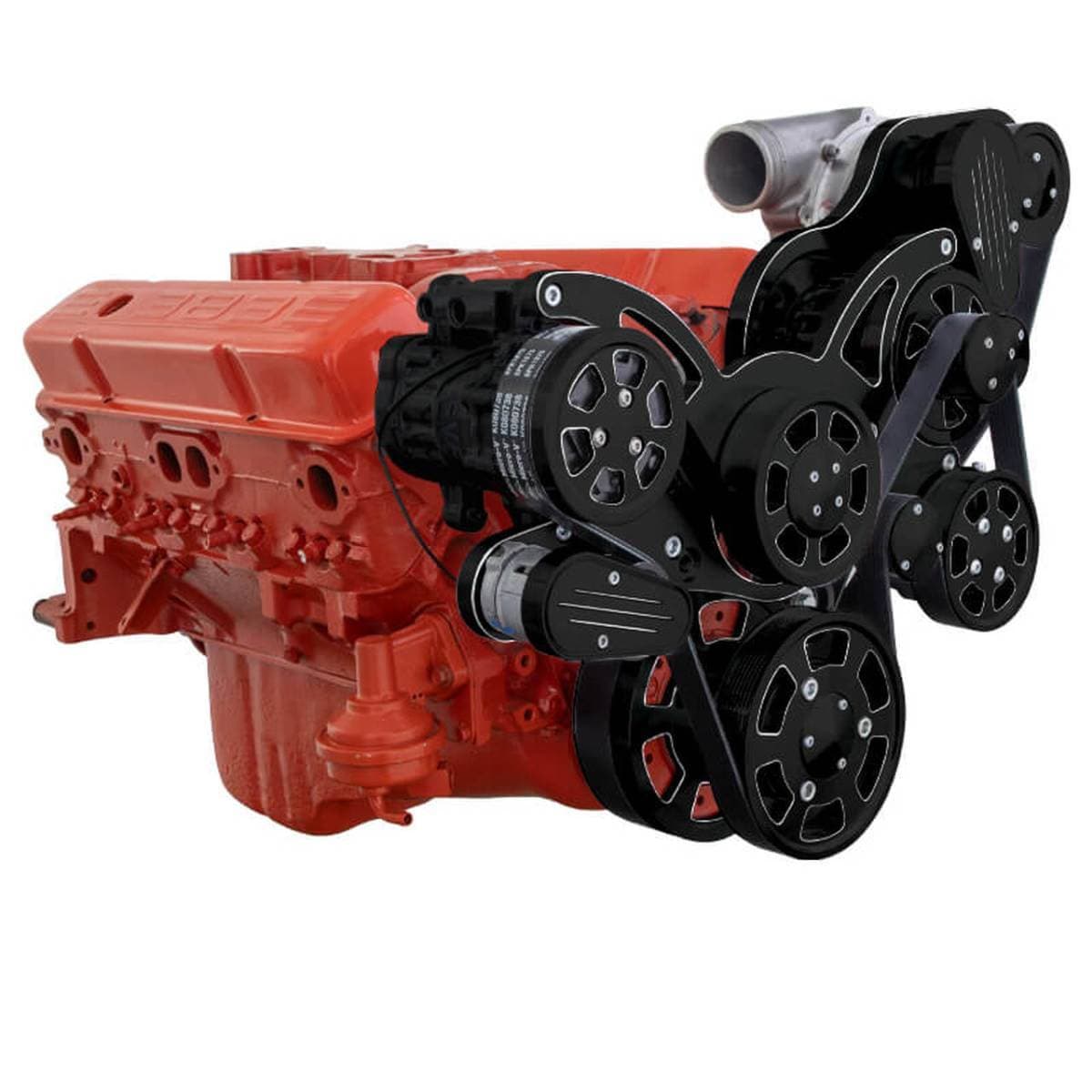 CVF Wraptor 10-Rib FEAD System For Procharged SBC With AC, Power Steering & Alternator - Black Diamond